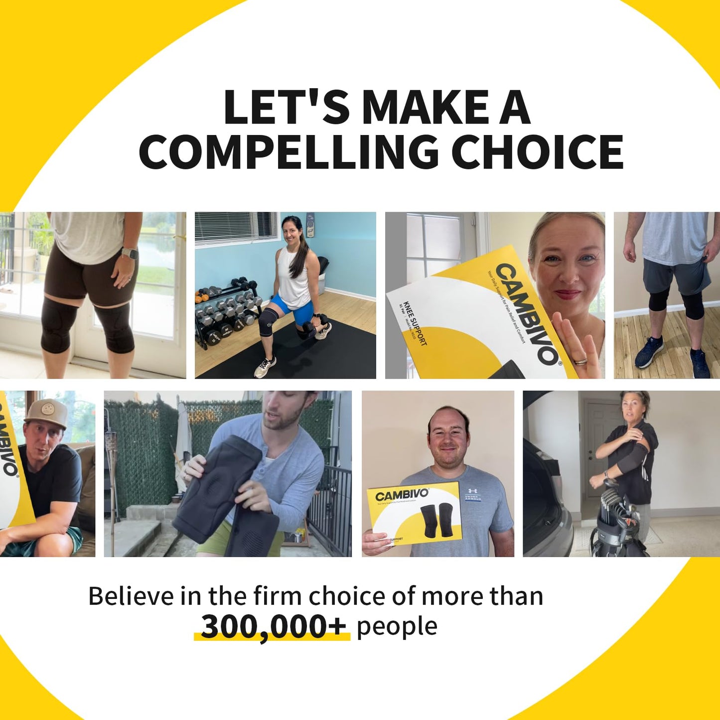 CAMBIVO Copper Knee Braces for Men and Women (2 pack) -Knee Supports Copper Compression Knee Sleeve for Knee Pain, Arthritis, Sports and Recovery Support (Gold, Large)