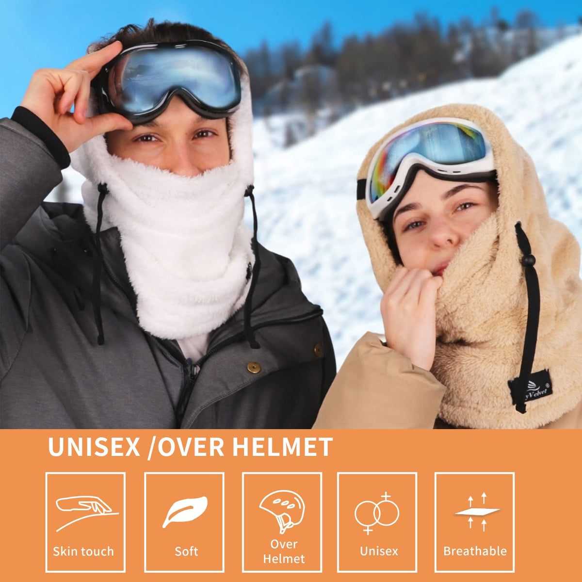 Shy Velvet Balaclava Wind-Resistant Winter Face Mask,Fleece Ski Mask for Men and Women,Warm Face Cover Hat Cap Scarf Sherpa Hood Ski Mask White