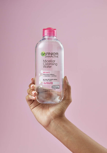 Garnier Micellar Water, Hydrating Facial Cleanser & Makeup Remover, Suitable for Sensitive Skin, Vegan, Cruelty Free, 13.5 Fl Oz (400mL), 1 Count