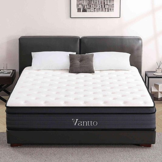 Vantto Queen Size Mattress, 12 Inch Individual Pocket Springs Hybrid Memory Foam Mattress in a Box for Pressure Relief, Motion Isolation, CertiPUR-US
