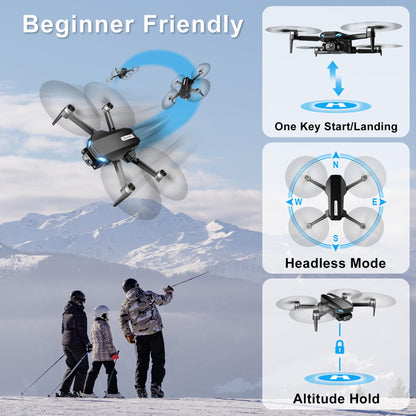 Drone with Camera, 2K HD FPV Drones for Adults, RC Quadcopter with Gravity Control, One Key Take Off/Land, Waypoint Fly, Gestures Selfie, 3 Speed Modes, Mini Drone for Beginners with 2 Batteries