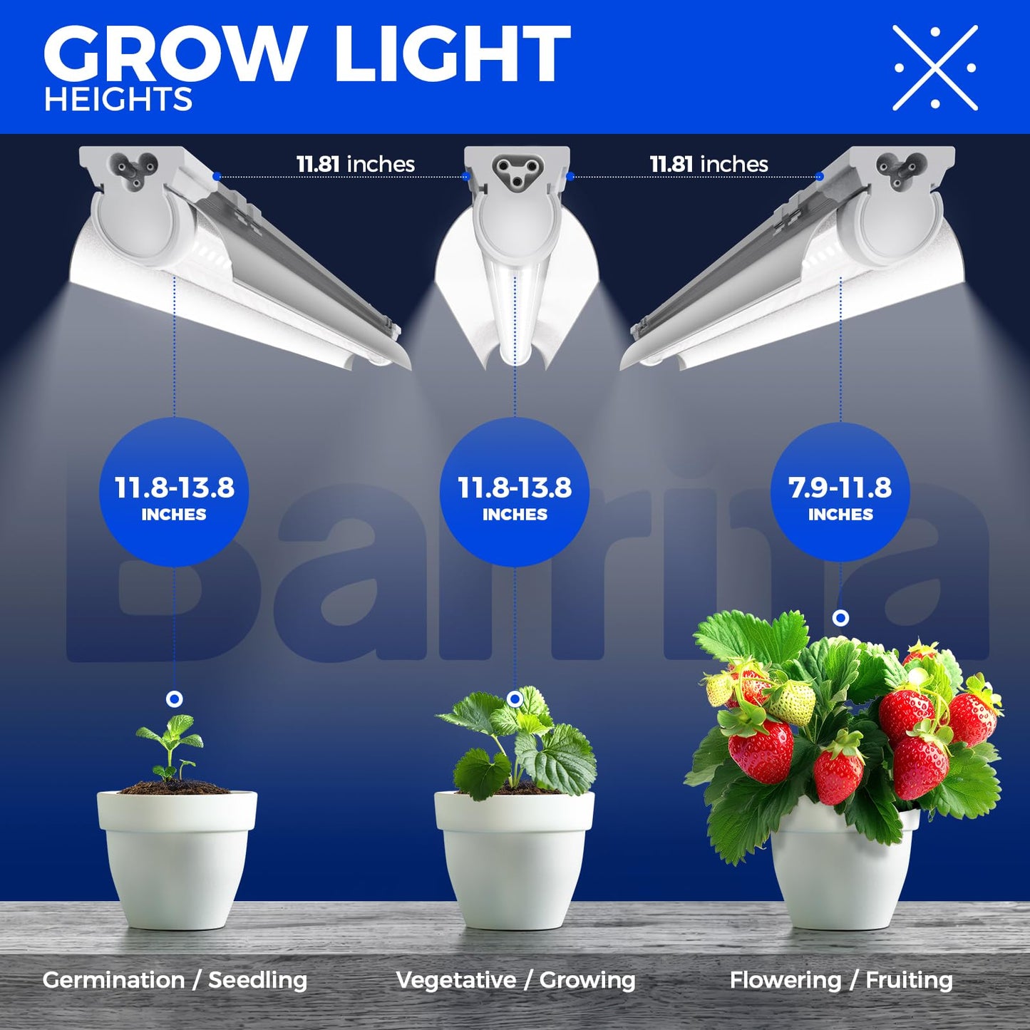 Barrina Plant Grow Light, 4FT 5000K Full Spectrum White, 252W(6 x 42W), T8 LED Grow Light, Growing Lamp Fixture, Plant Light for Indoor Plant, 6-Pack
