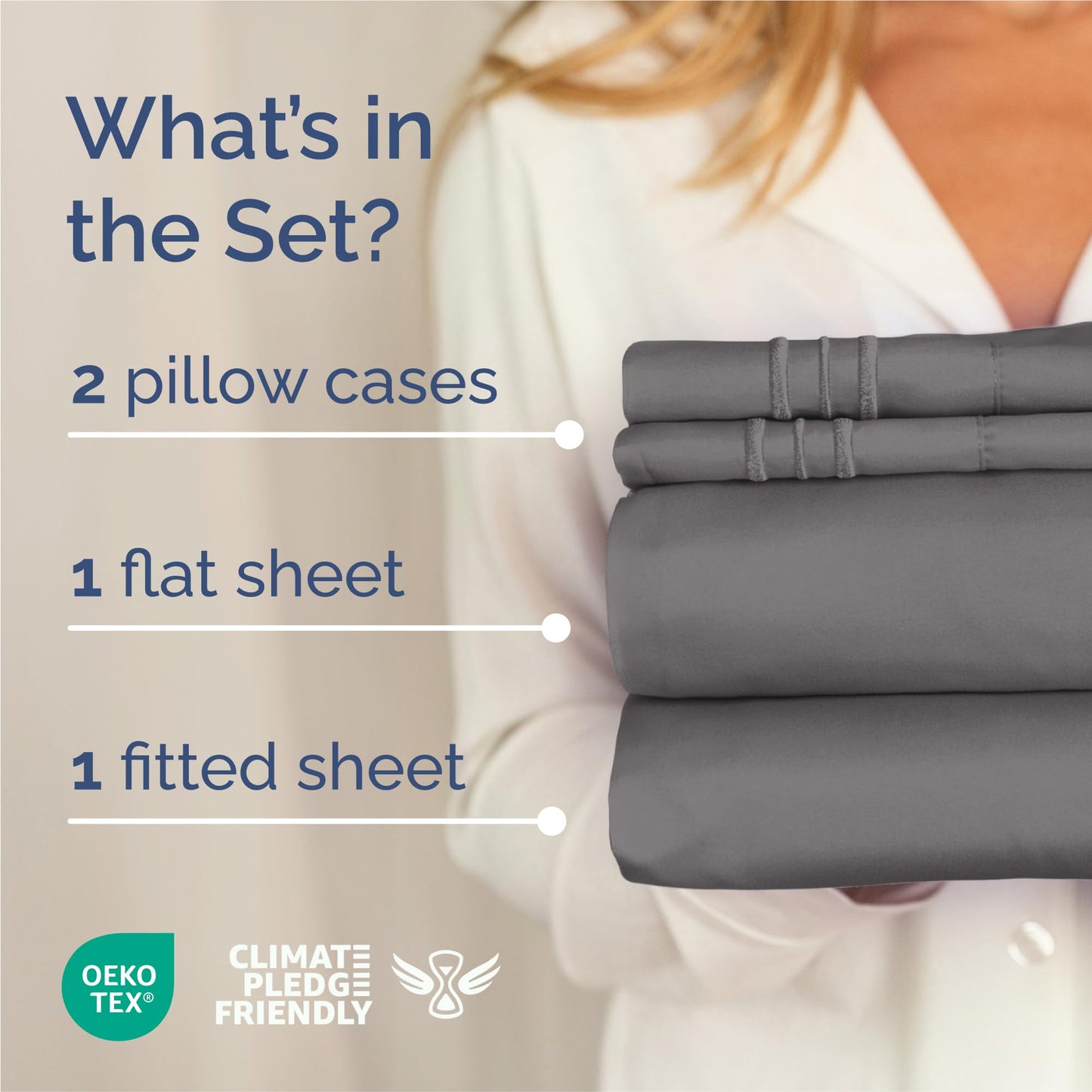 King Size 4 Piece Sheet Set - Comfy Breathable & Cooling Bed Sheets Set - Hotel Luxury Bedding for Women, Men, Kids, Teens, Boys & Girls - Deep Pockets, Ultra-Soft, Wrinkle Free - Oeko-Tex - Dark Grey