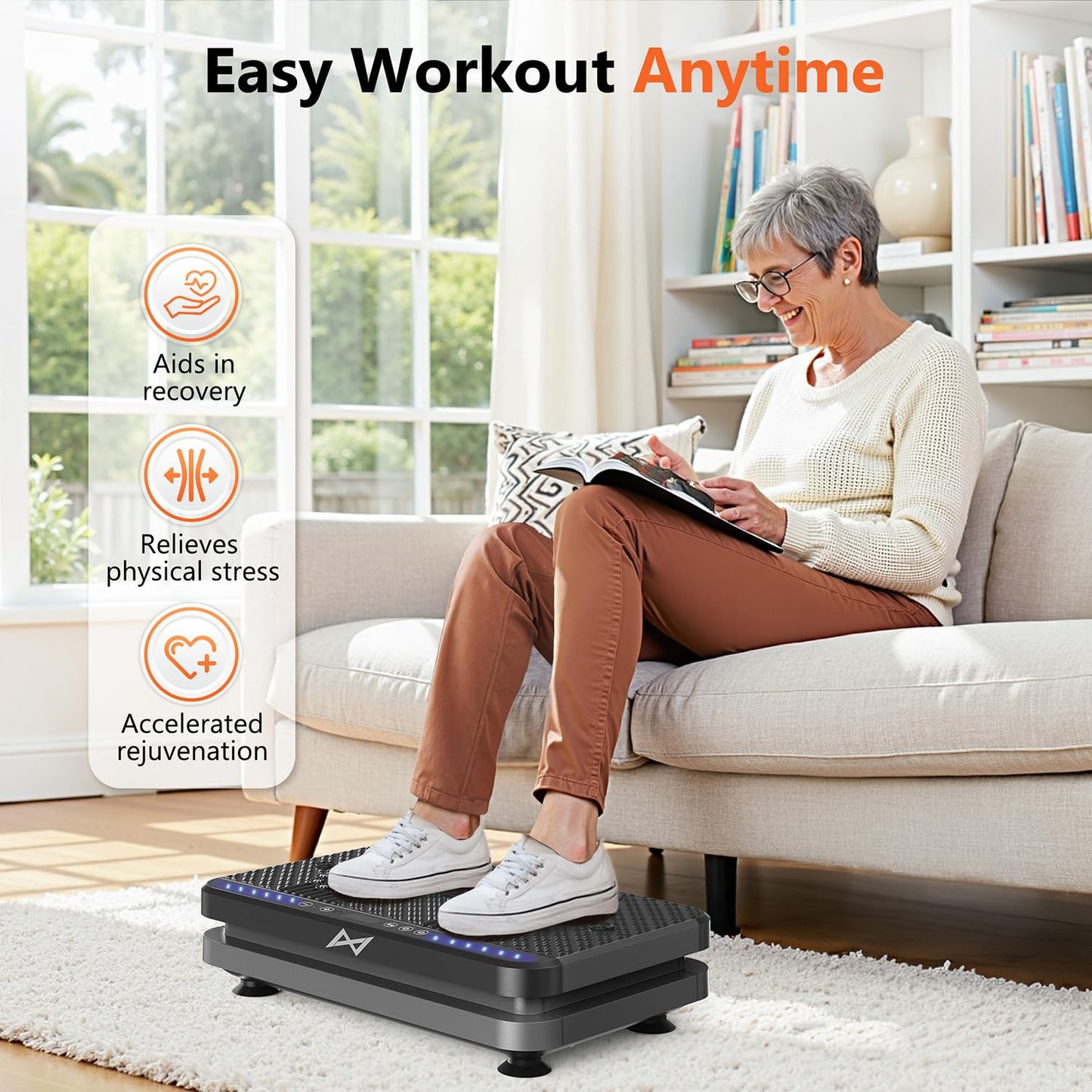 AXV Vibration Plate Fitness Platform Exercise Machine Vibrating Lymphatic Drainage Shaking Full Body Shaker Workout Vibrate Stand Shake Board Sport Gym for Weight Loss Fat Burner for Women Men