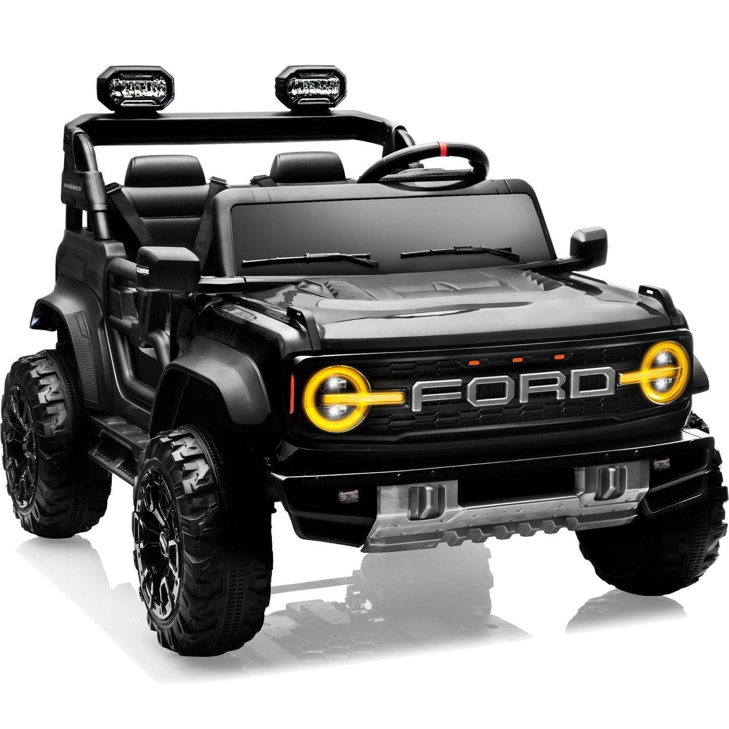 First Ride On 24V Ride on Toys for Big Kids, Licensed Ford Bronco Raptor Electric Car 2 Seater with Remote Control, Kids Ride on Cars w/ 2-Seater, 4.3 Mph Max Speed, Soft Start Function (24V, Black)