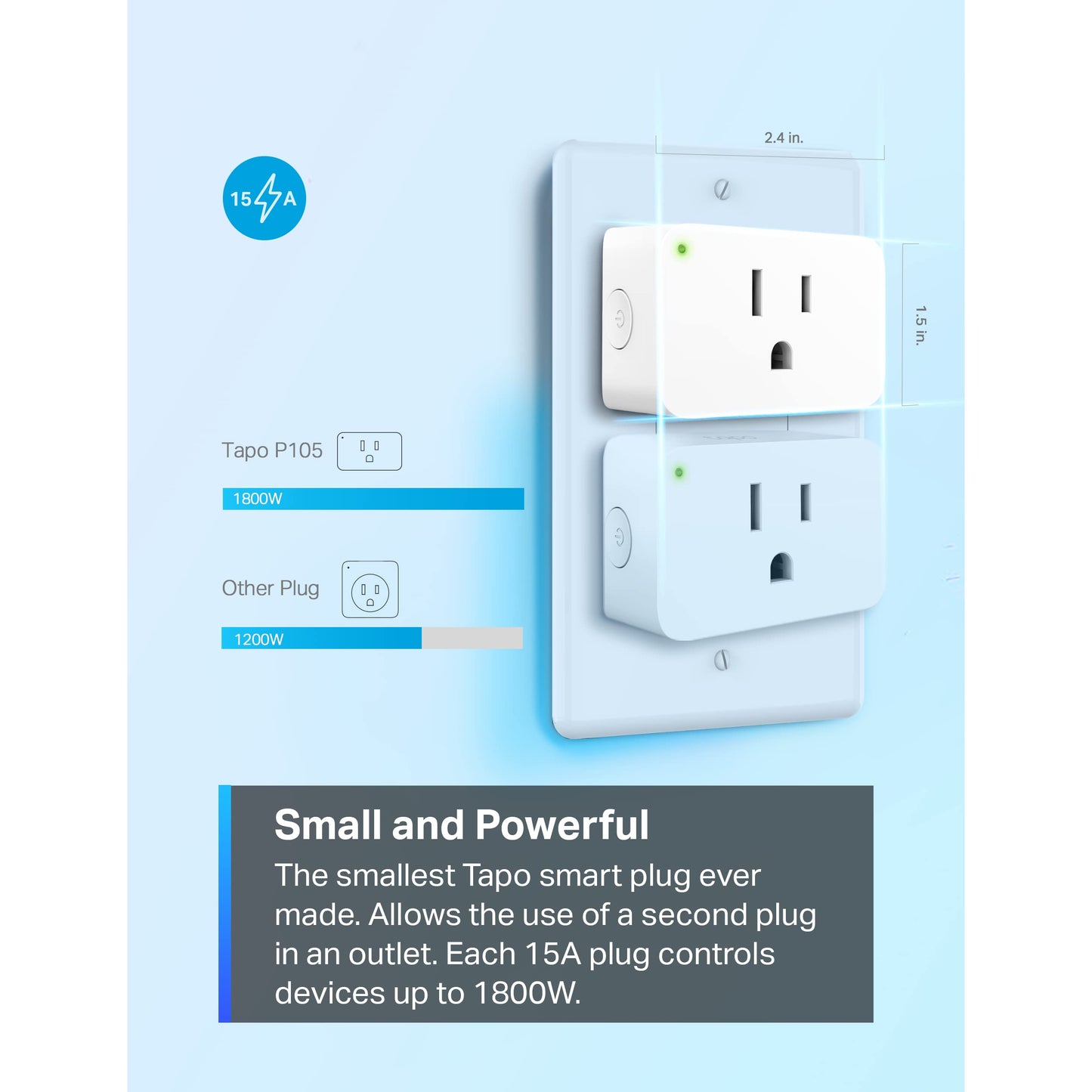 TP-Link Tapo Smart Plug Mini 15A, Smart Home Wi-Fi Plug, Super Easy Setup, Compatible with Alexa & Google Home, No Hub Required, UL Certified, 2.4G WiFi Only, White, Tapo P105(4-Pack)