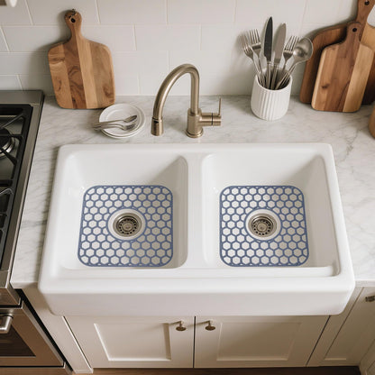 Bestjing 2 Pack Silicone Sink Protectors for Kitchen Sink with Center Drain - 12" x 11" Kitchen Accessory, Non-Slip Heat-Resistant Mat for Bottom of Porcelain Stainless Steel, Dishwasher Safe