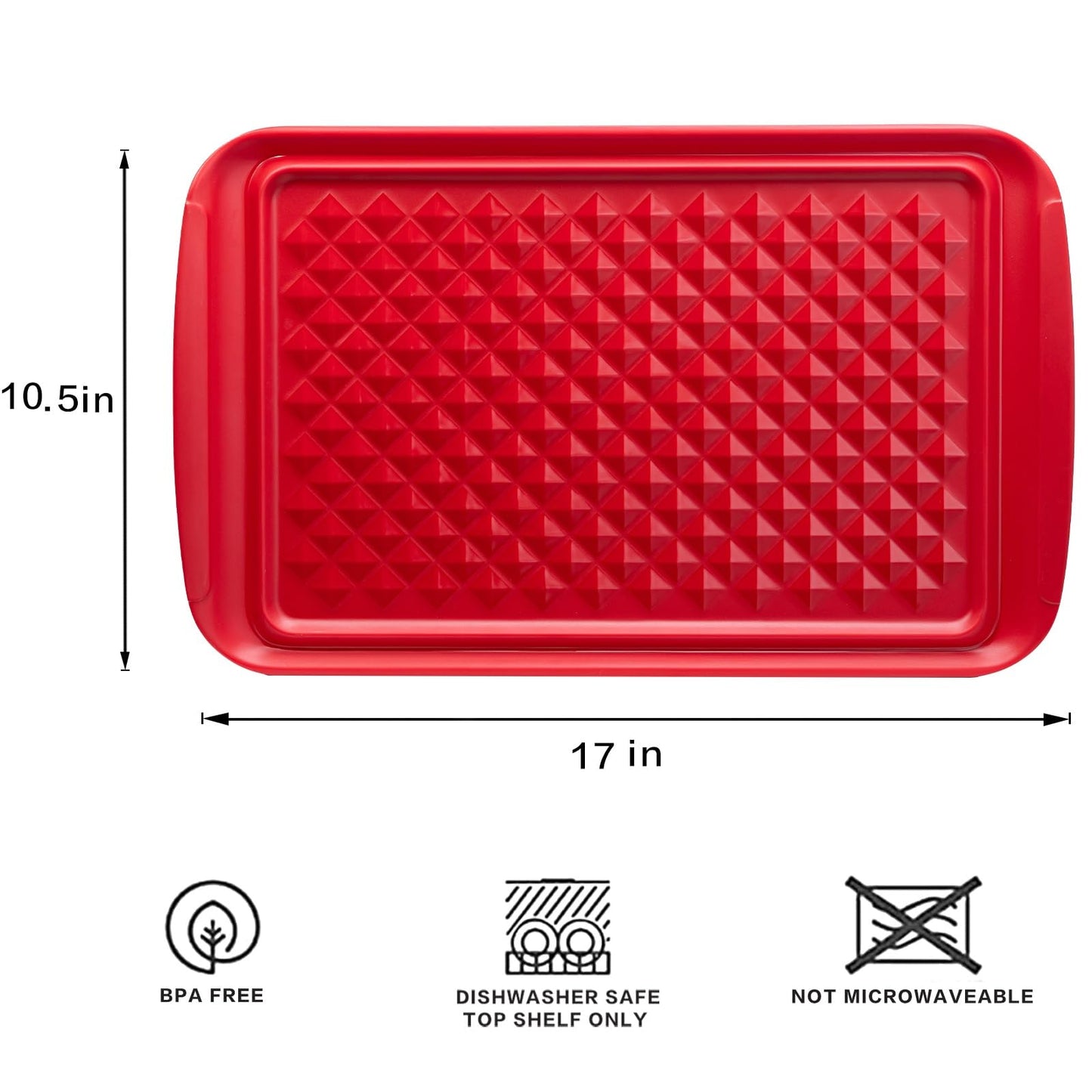 LEHAHA Grilling Prep and Serve Trays, BBQ Serving Platter, Melamine Serving Trays for Food, Set of 2, Great Gift for Father's Day, BBQ Lovers, Prefect for Chrismas Festival and Everyday use.