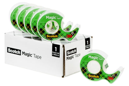 Scotch Magic Tape, Invisible, Home Office Supplies and Back to School Supplies for College and Classrooms, 6 Rolls with Dispensers