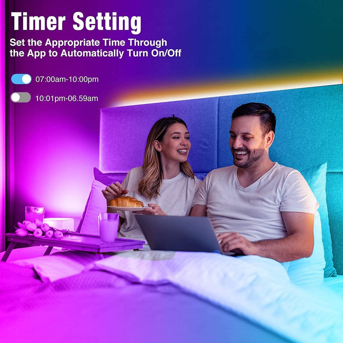REEMEER Led Lights 100ft Smart APP Control Music Sync Strip Lights RGB Color Changing Strips with Remote, for Bedroom Kitchen and Party
