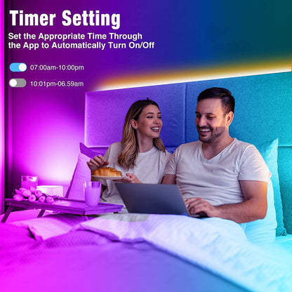 REEMEER Led Lights 100ft Smart APP Control Music Sync Strip Lights RGB Color Changing Strips with Remote, for Bedroom Kitchen and Party