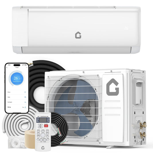 9000 BTU Mini Split Air Conditioner, 18.5 SEER2 208-230V Split Unit Ac and Heat Cool Up to 450 Sq.Ft, Ductless Air Conditioner w/Complete Installation Kit,Remote,2.0 Wifi Control,Low Noise