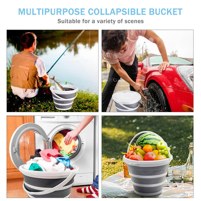 2-Pack Collapsible Buckets - 2.6 Gallon (10L) Large Capacity, Essential for RV, Garden Cleaning, Car Washing, Camping, Fishing, Multi-Purpose Durable Portable Buckets, Easy Storage, Use Anywhere