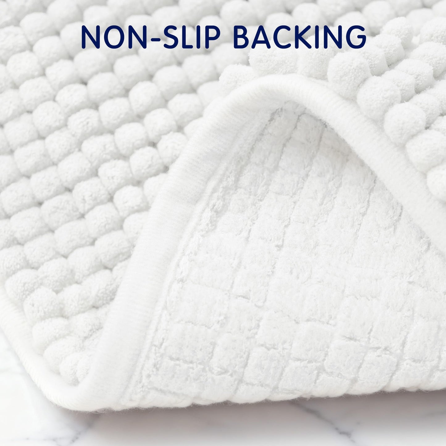 SUBRTEX Bathroom Rugs Chenille Bath Rug Soft Short Plush Bath Mat Soft Shower Mat Water Absorbent Shower Mat Quick Dry Machine Washable(White,16" x 24")