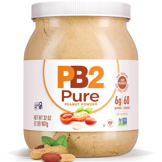 PB2 Pure Peanut Butter Powder - [2 lb/32 oz Jar] - No Added Sugar, No Added Salt, No Added Preservatives - 100% All Natural Roasted Peanuts - 6g of Plant-Based Protein