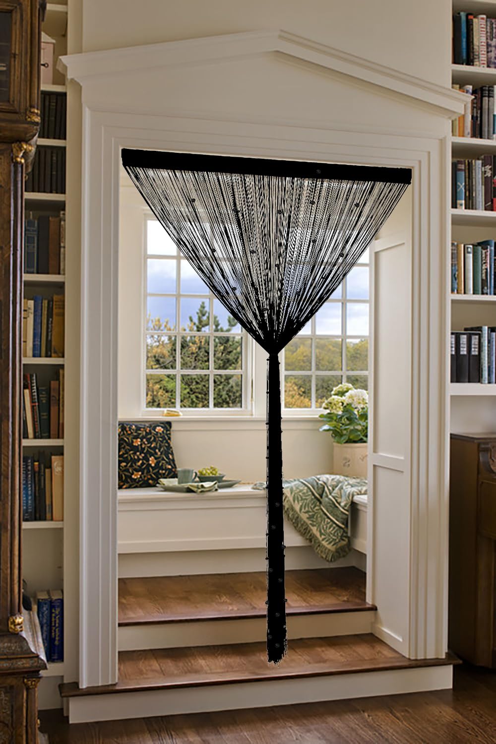 YIIBAII Beaded Curtain Beaded Curtains for Doorways Crystals Suitable for Interior Hanging Decoration and Partitions Closet Curtains (39"x79", Black)