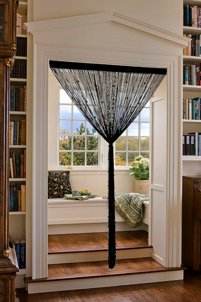 YIIBAII Beaded Curtain Beaded Curtains for Doorways Crystals Suitable for Interior Hanging Decoration and Partitions Closet Curtains (39"x79", Black)