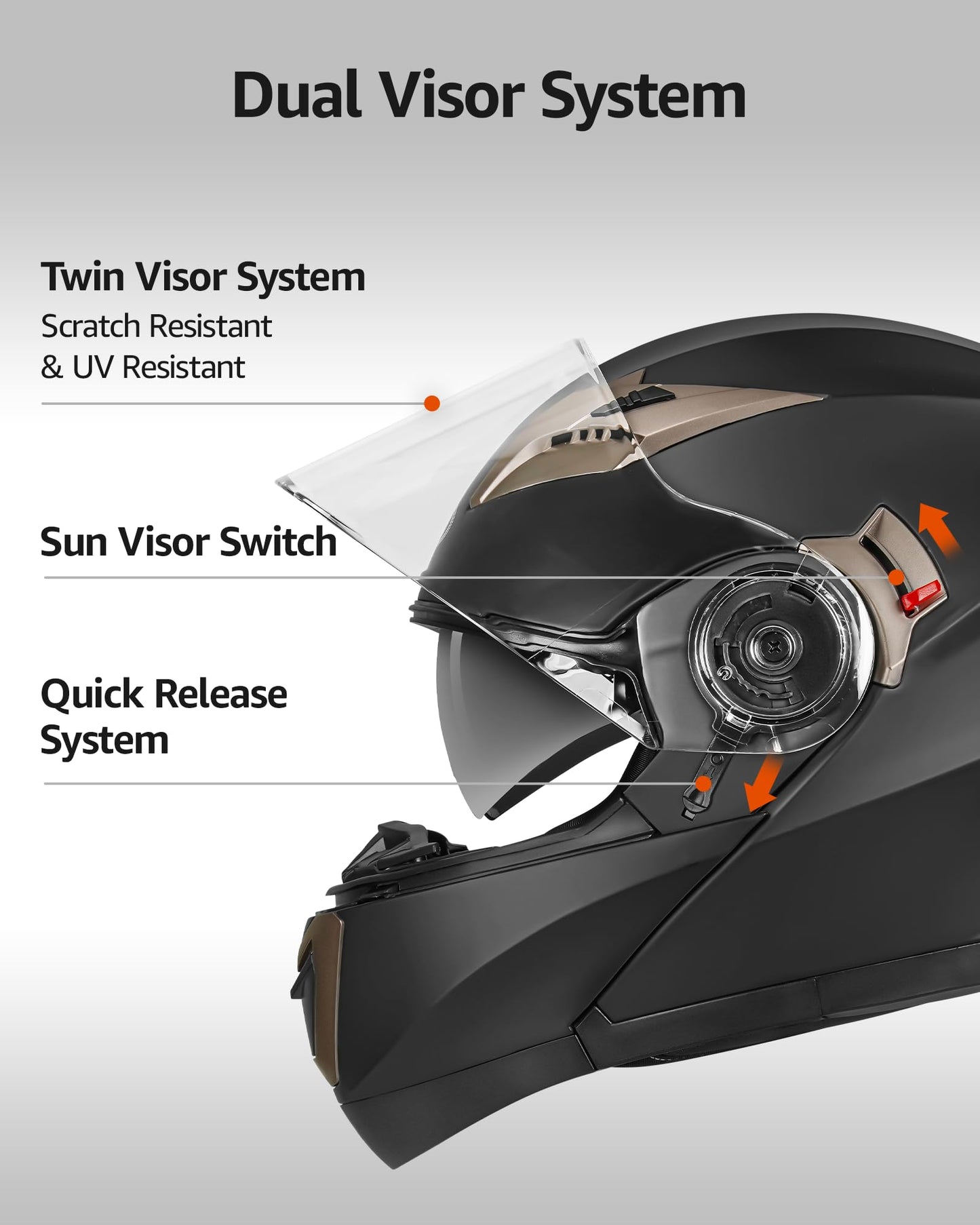 Motorcycle Modular Full Face Helmet DOT Approved - YEMA Helmet YM-925 Motorbike Casco Moto Moped Street Bike Racing Helmet with Sun Visor for Adult Youth Men and Women - Matte Black,S