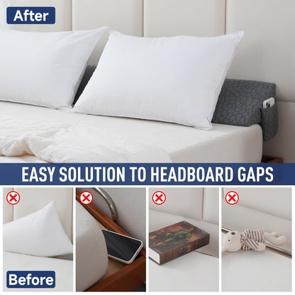 King Size Bed Wedge Pillow Headboard Pillow Mattress Wedge Bed Gap Filler Long Pillow for Bed Triangle Pillow Bolster Pillow Close The Gap (0-7") Between Headboard and Mattress (76"x10"x6")