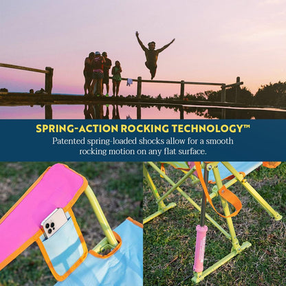 GCI Outdoor Comfort Pro Rocker Camping Chair | Portable Folding Rocking Chair with Durable Armrests & Drink Holder — Sweet Tea