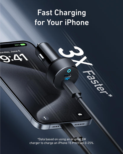 Anker USB C Car Charger, 40W 2-Port PowerIQ 3.0 Type C Adapter, iPhone 16 Car Charger, PowerDrive III Duo with Power Delivery for iPhone 16/15/14/13