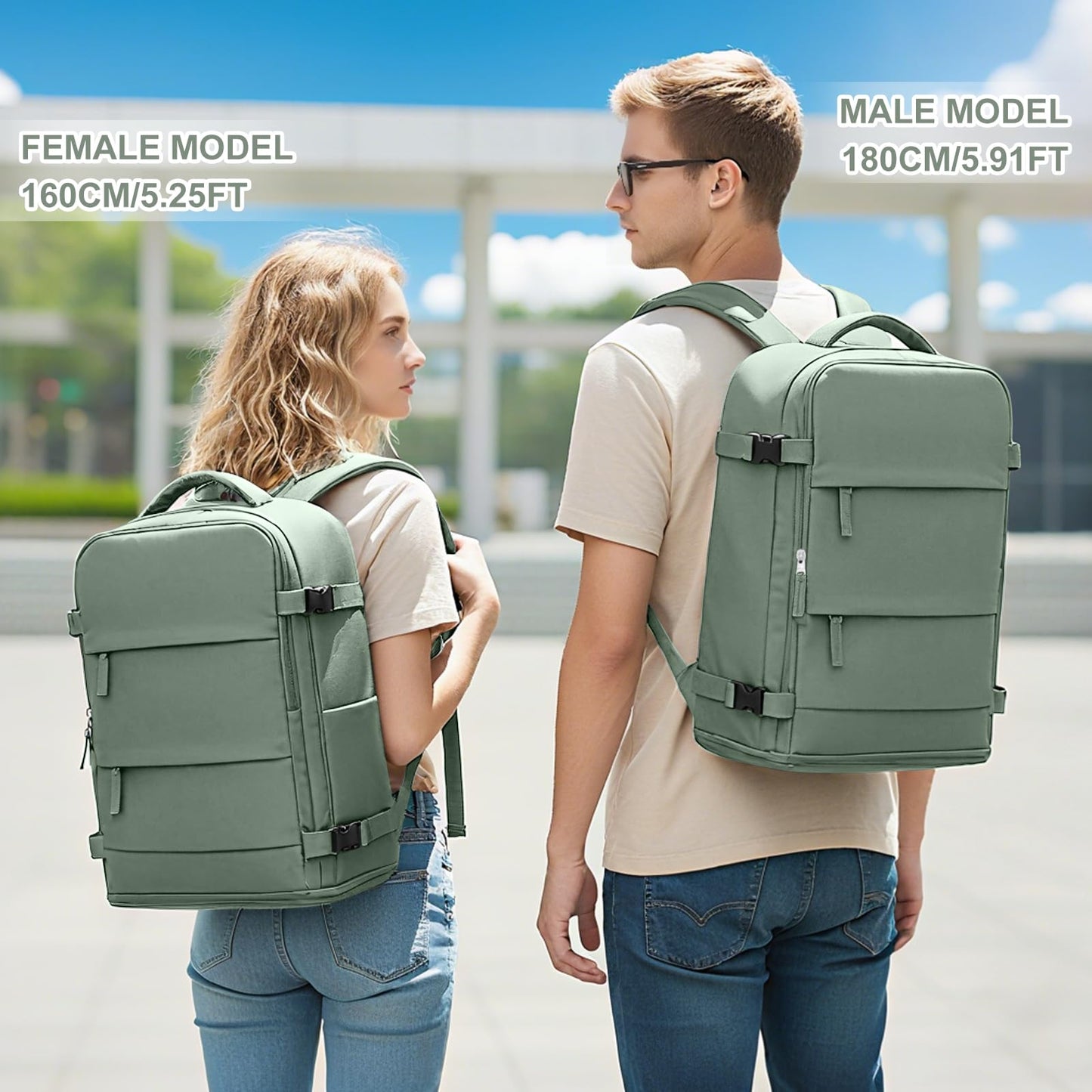 coowoz Travel Backpack For Women Men,Carry On Backpack,Hiking Backpack Waterproof Outdoor Sports Rucksack Casual Daypack Travel Essentials(Olive Green)