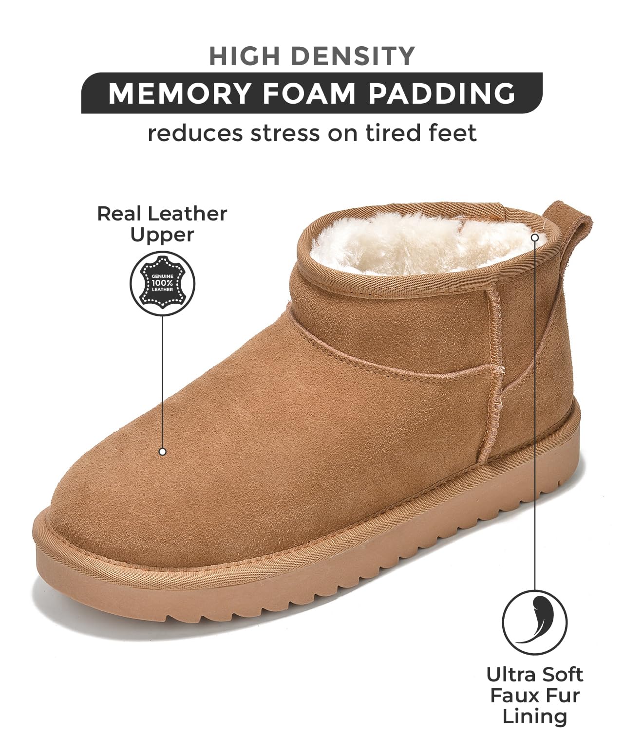 Project Cloud Genuine Suede Ankle Boots for Women - Water Resistant with Memory Foam Insole Winter Boots for Women - Trending Shoes & Comfortable Women's Ankle Boots (Hippy_W, CHSTNUT,9)