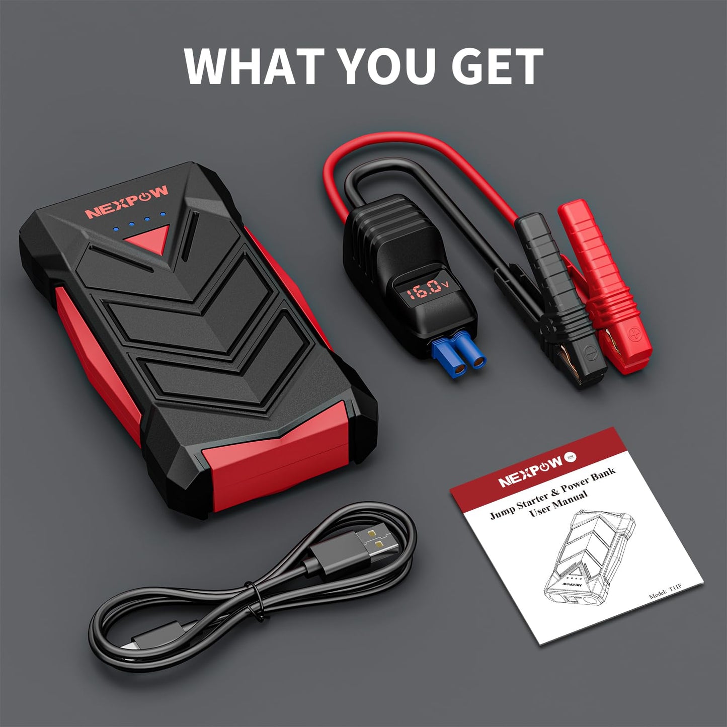 NEXPOW Battery Jumper Starter Portable,12V Car Battery Jump Starter Power Pack with USB Quick Charge (Up to 7L Gas or 5.5L Diesel Engine) Jump Box with Built-in LED Light