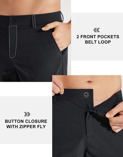 Libin Mens Golf Pants Stretch Work Dress Pants 30" Quick Dry Lightweight Business Casual Pant for Men Comfy, Black, 34W x 30L