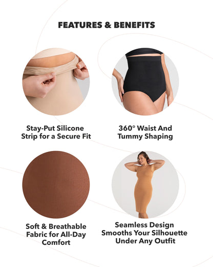 SHAPERMINT Shapewear Tummy Control Panty - Shapewear for Women, Body Shaper Tummy Control Underwear for Women, Plus Size Black