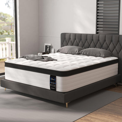 LETMOON King Size Mattress, 12 Inch King Mattress in a Box, Medium Firm with Memory Foam and Pocket Springs, Strong Edge Support, Pressure Relief