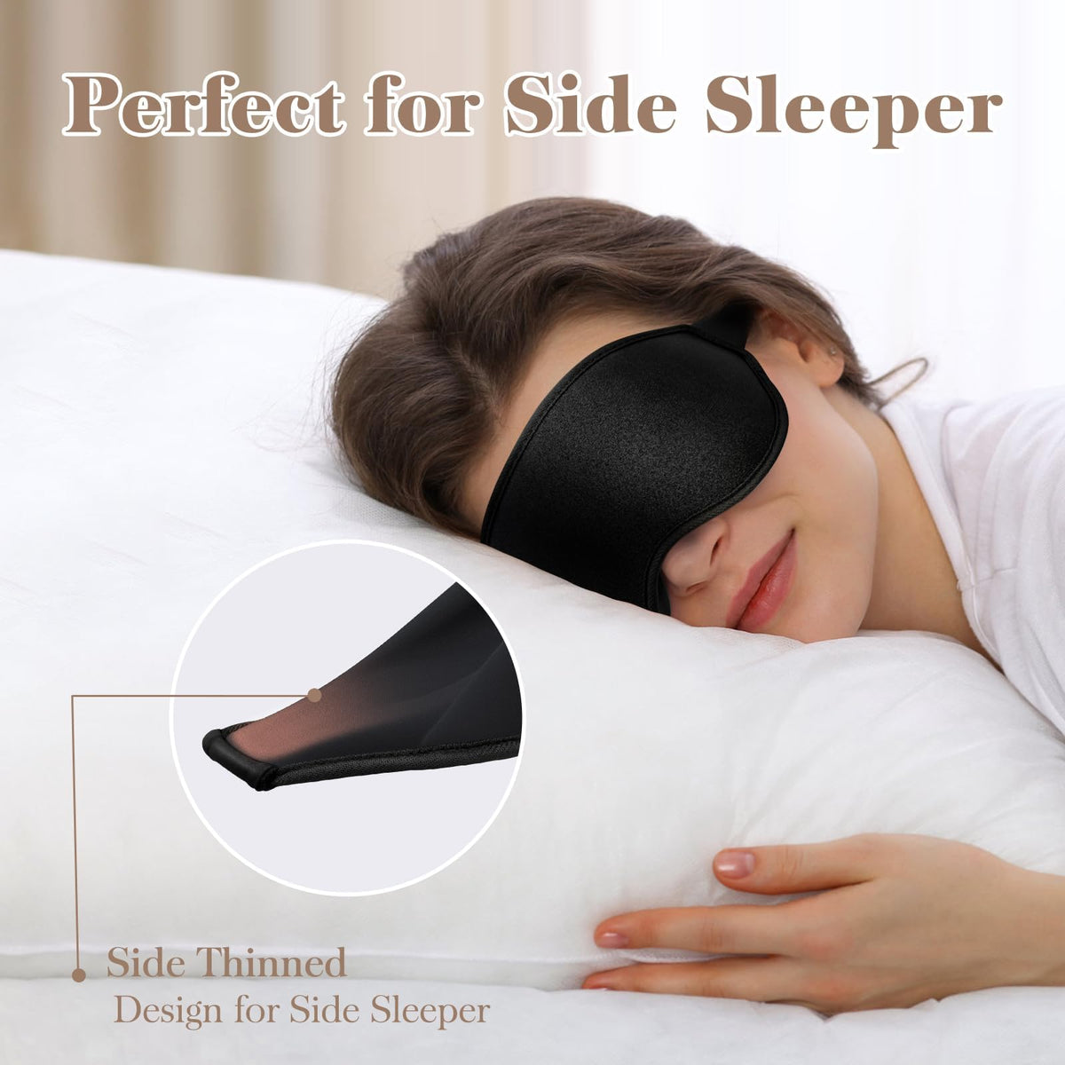 Fygrip 3D Eye Mask Sleep Mask for Men & Women, 100% Pressure-Free & Light Block-Out Eye Mask for Sleep with Easy Adjustable Strap, Night Eye Cover for Travel, Black