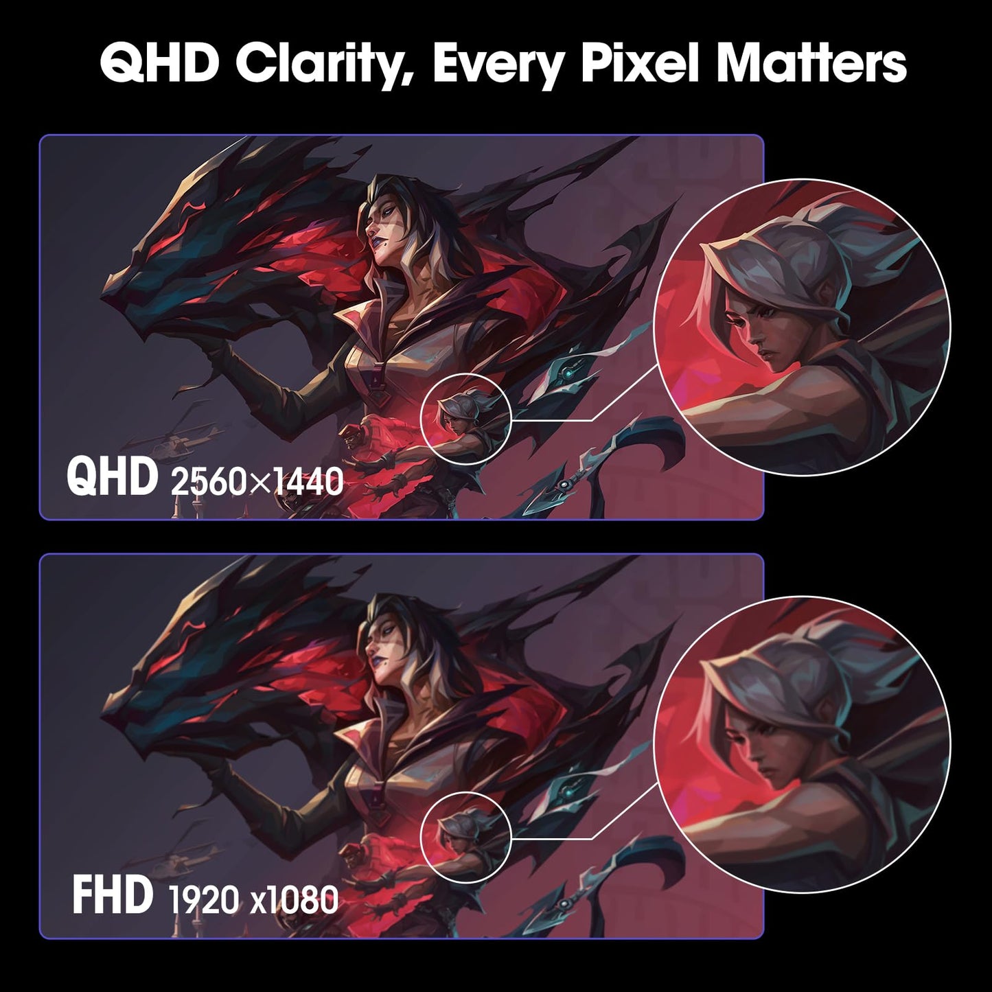 KOORUI Gaming Monitor, QHD 24" Nano IPS Monitor, 1440P 165Hz Computer Monitor, 1ms 2K PC Monitor, 100% sRGB, Adaptive Sync, Height/Tilt/Pivot Adjustment, HDMI, DisplayPort, GP01