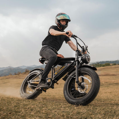 CYCROWN CycRun Electric Bike for Adults 750W Motor with 374.4WH Battery, 20MPH 55Miles Moped Style Ebike for Adults, 20" Fat Tire Commuting Off Road Mountain Ebike with Hydraulic Suspension, UL2849