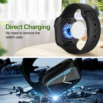 YIJDACASE 3 in 1 Waterproof Case for Apple Watch Screen Protector 44mm Series 4 5 6 SE 2nd Gen Accessories with Tempered Glass Film,Front and Back PC Bumper 360° Protective Face Cover for iWatch 44mm