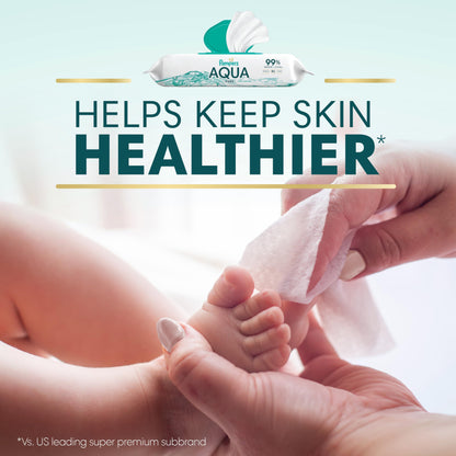 Pampers Aqua Pure Baby Wipes, 99% Water, Fragrance Free, 896 Baby Wipes Total (16X Flip-Top Packs) [Packaging May Vary]