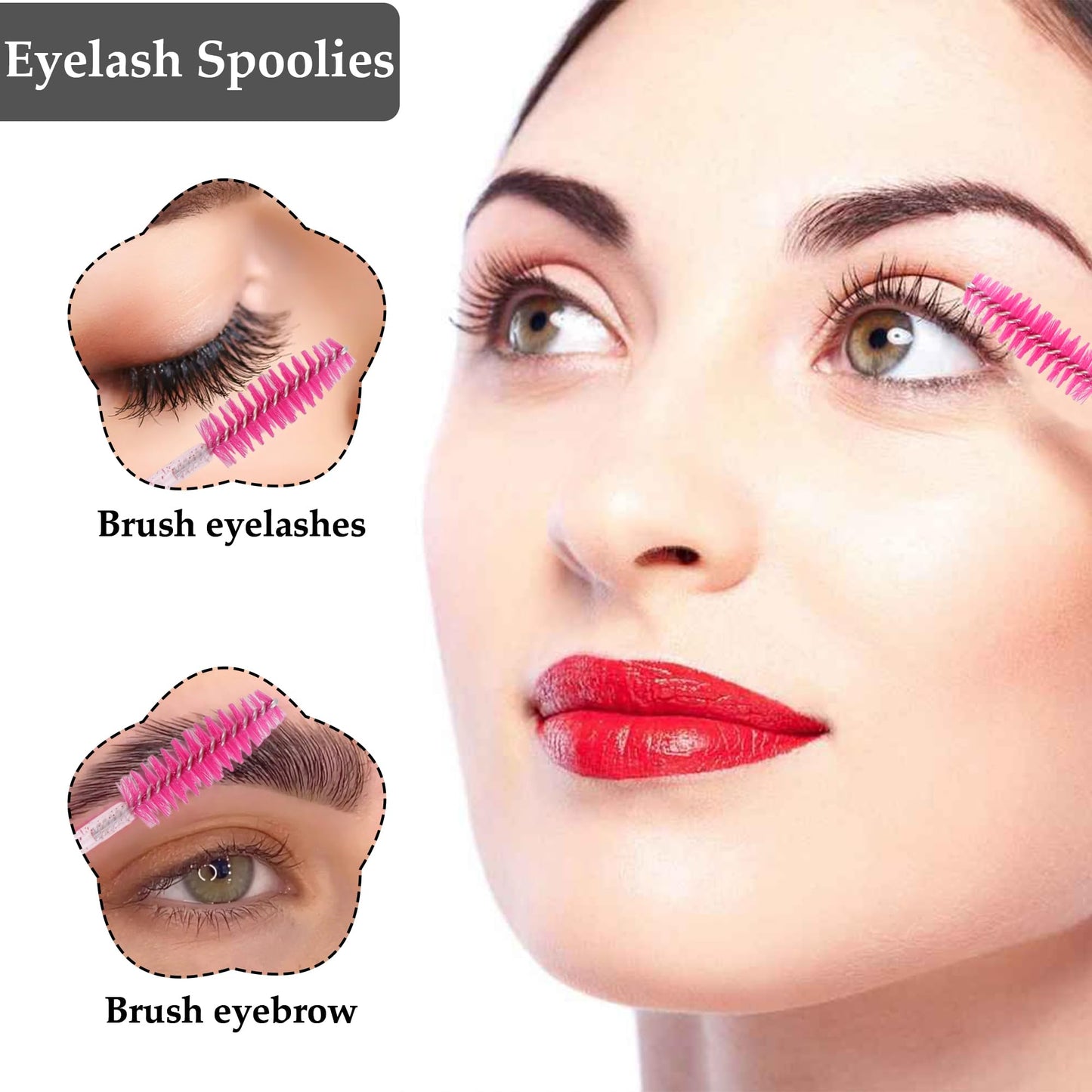 Exacoo 500pcs Eyebrow Brush Lash Spoolies for Eyelash Extensions Eyelash Brush Comb Disposable Mascara Wands Eye Lash Brush Eyebrow Spoolie