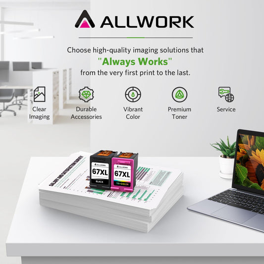 67XL Ink Cartridge Replacement for HP 67 XL Black Tri-Color Remanufactured for HP Ink 67 67XL for DeskJet 2755e 2700 2855e 2800 2752 2742e 4155e 4255e 4100 Envy 6055 6055e 6455e Printer (2-Pack)