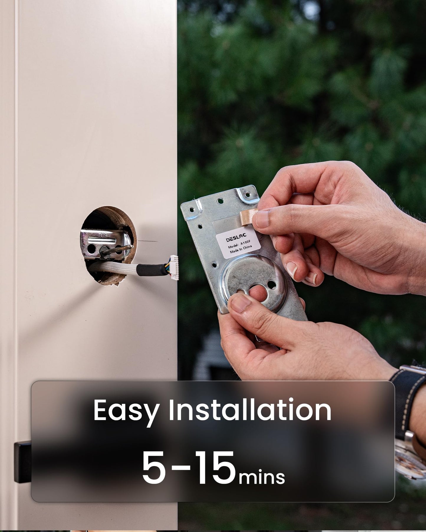 DESLOC A100F Keypad Fingerprint Door Lock, Keyless Entry Door Lock, Smart Lock Deadbolt for Front Door, Easy Installation, Emergency Power Port,12 Months Battery, IP54 Waterproof, 5 Keys