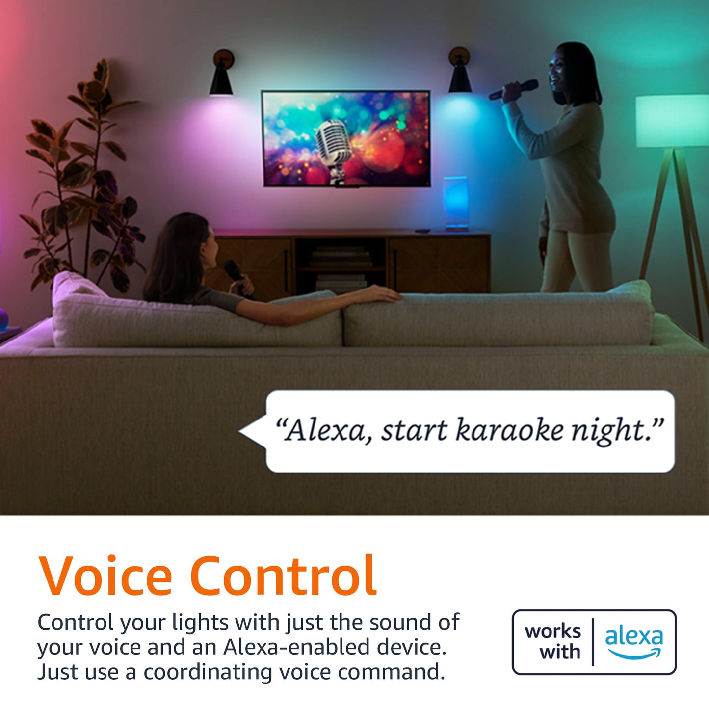 Amazon Basics Smart A19 LED Light Bulb, Color Changing, 9W (60W Equivalent), 800LM, Works with Alexa Only, 2.4 GHz Wi-Fi, No Hub Required, 1 Pack