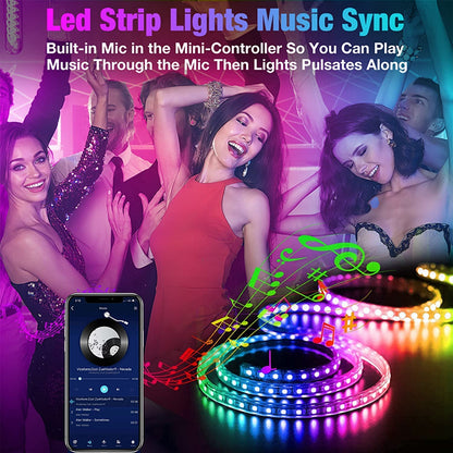 REEMEER Led Lights 100ft Smart APP Control Music Sync Strip Lights RGB Color Changing Strips with Remote, for Bedroom Kitchen and Party