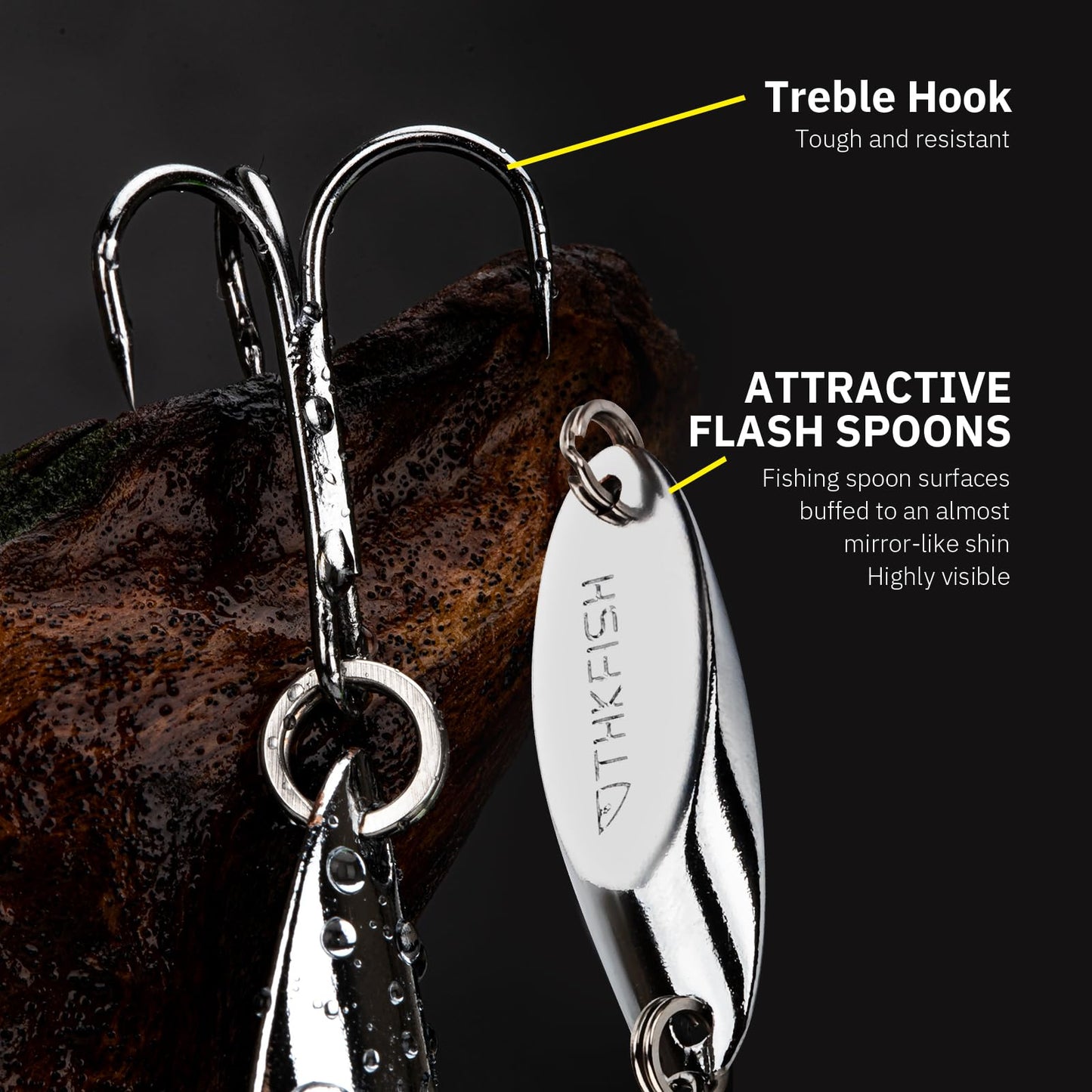 THKFISH Fishing Lures Trout Lures Fishing Spoons Lures for Trout Pike Bass Crappie Walleye Color B Single Hook 1-1/5oz 5pcs