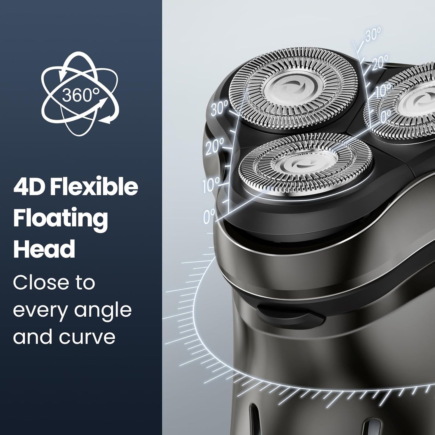 Electric Razor for Men Cordless: Wet/Dry Rotary Shaver Waterproof - USB Fast Charging & Sensitive Skin Care - Pop up Trimmer & Precision Blades Chic Black Upgraded