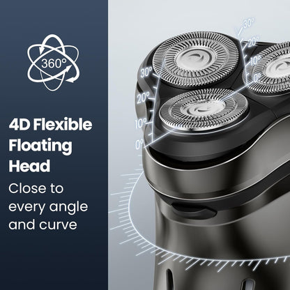 Electric Razor for Men Cordless: Wet/Dry Rotary Shaver Waterproof - USB Fast Charging & Sensitive Skin Care - Pop up Trimmer & Precision Blades Chic Black Upgraded