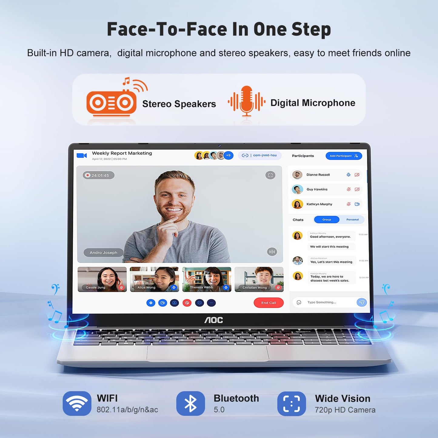 AOC Laptop Computer 16GB RAM 512GB SSD Work Laptops 15.6 Inch FHD Screen Premium Laptop (Up to 3.6GHz) Windows 11 Laptop Computer, Light&Thin, Metal Shell, Webcam, Type-C, USB3.2