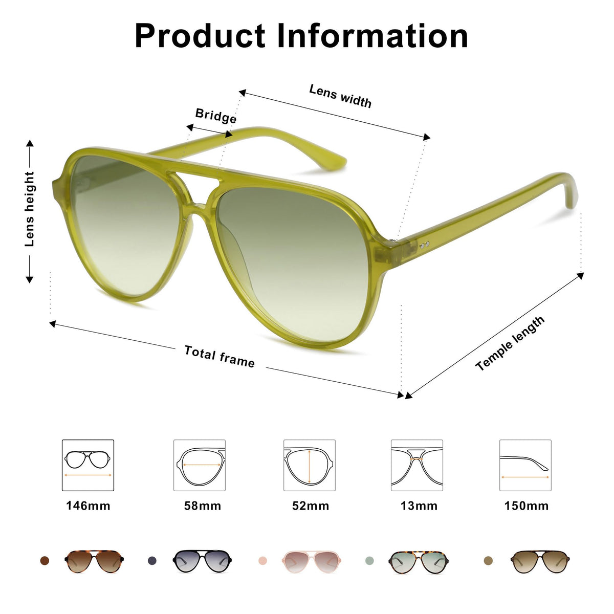 SOJOS Classic Polarized Aviator Sunglasses for Women Men, Retro Trendy Aviators Shades SJ2201, Light Green/Gradient Green