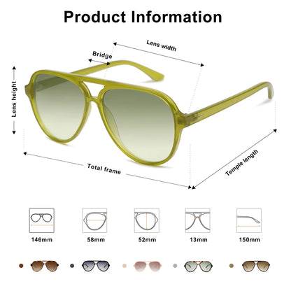 SOJOS Classic Polarized Aviator Sunglasses for Women Men, Retro Trendy Aviators Shades SJ2201, Light Green/Gradient Green