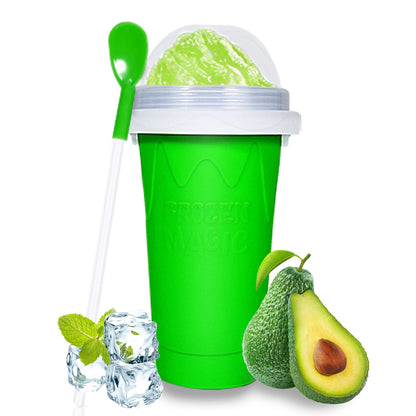 Color Land Slushy Cup, TIK TOK Slushie Maker Cup Frozen Magic Squeeze Cup, Ice Cream Maker Cup, Cool Stuff Trending Tiktok Items Homemade DIY Cool Gadgets with Lid & Straw (GREEN)