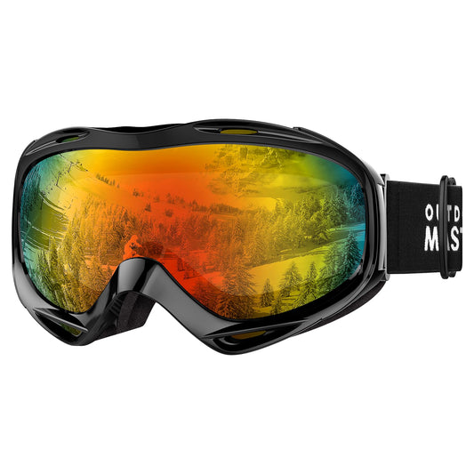 OutdoorMaster OTG Ski Goggles - Over Glasses Ski/Snowboard Goggles for Men, Women & Youth - 100% UV Protection (Black Frame + VLT 36% Rose Lens)