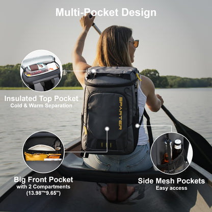 SPARTER Backpack Cooler Insulated Leak Proof 30 Cans, Waterproof Lightweight Insulated Backpack Ice Chest, Portable Soft Cooler Bag for Beach Travel Camping Lunch